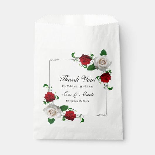 Rood en wit Roos kerstfeest Bedankzakje (Voorkant)