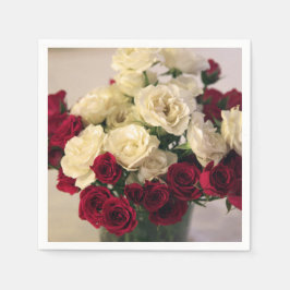Rood en wit Roos Servetten
