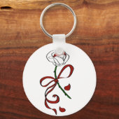 Rood en wit Roos Sleutelhanger (Voorkant)