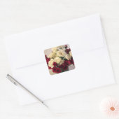 Rood en wit roos vierkante sticker (Envelop)