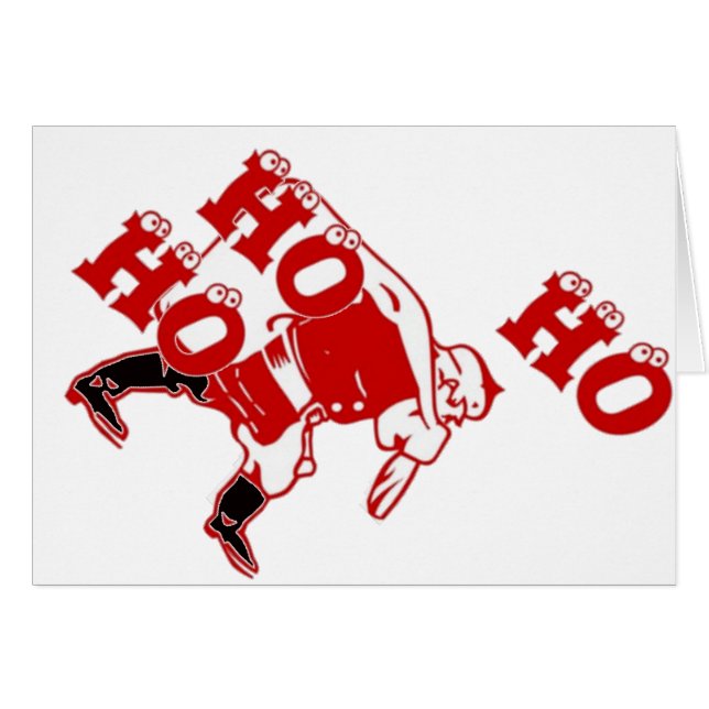 Rood en wit Santa Walking Ho Ho Art Print (Voorkant Horizontaal)
