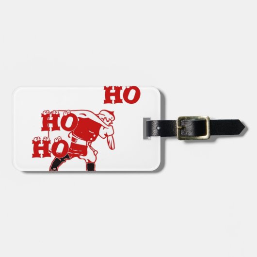 Rood en wit Santa Walking Ho Ho Art Print Bagagelabel (Voorkant horizontaal)
