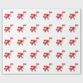 Rood en wit Santa Walking Ho Ho Art Print Cadeaupapier (Vlak)