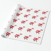 Rood en wit Santa Walking Ho Ho Art Print Cadeaupapier (Uitgerold)