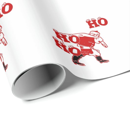Rood en wit Santa Walking Ho Ho Art Print Cadeaupapier (Rol Hoek)