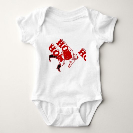 Rood en wit Santa Walking Ho Ho Art Print Romper (Voorkant)