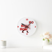 Rood en wit Santa Walking Ho Ho Art Print Ronde Klok (Huis)