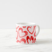 Rood en wit schets van Liefde harten Espresso Kop (Voorkant rechts)