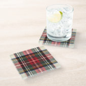 Rood en wit Schotse tartan plaid. Glazen Onderzetter (Schuin)