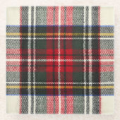 Rood en wit Schotse tartan plaid. Glazen Onderzetter (Voorkant)