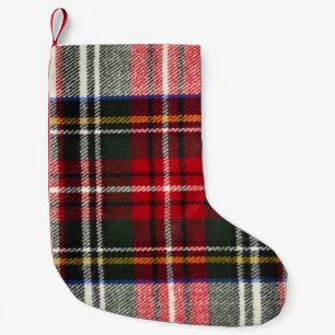Rood en wit Schotse tartan plaid. Kleine Kerstsok
