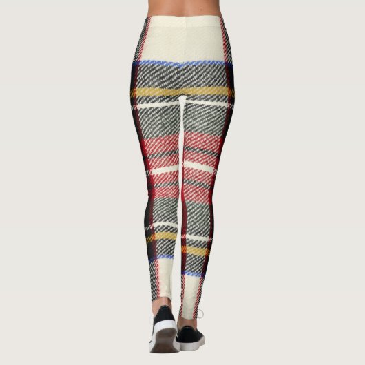 Rood en wit Schotse tartan plaid. Leggings (Achterkant)