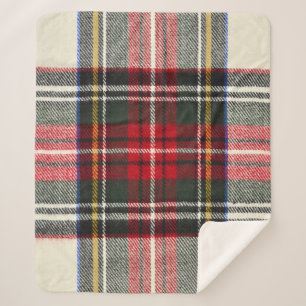 Rood en wit Schotse tartan plaid. Sherpa Deken