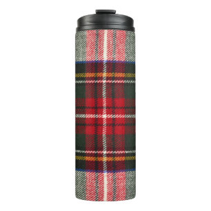 Rood en wit Schotse tartan plaid. Thermosbeker