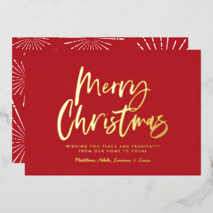 Rood en wit schrift smakelijk kerstfeest zonder fo folie feestdagenkaart