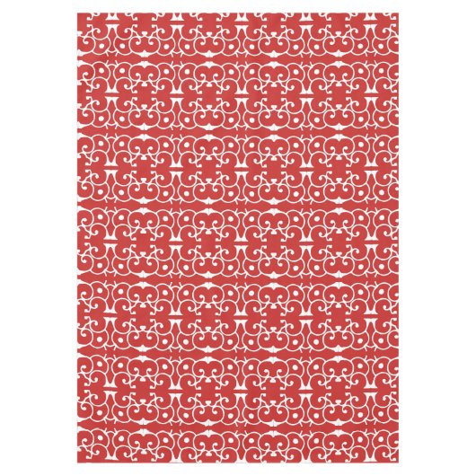 Rood en Wit Schrolontwerp (pas de Kleur aan) Tafelkleed (Voorkant)