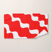 Rood en wit schuin golvenpatroon bad handdoek (Handdoek)