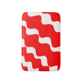 Rood en wit schuin golvenpatroon badmat (Voorkant Verticaal)