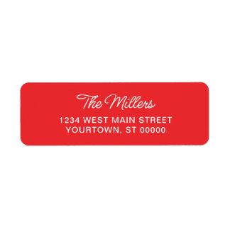 Rood en Wit Script Naam Retouradres Label