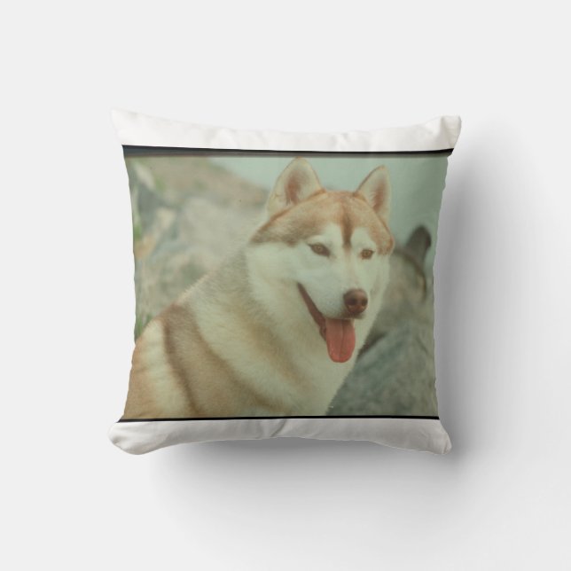 Rood en wit Siberian Husky MoJo Pillow Kussen (Voorkant)
