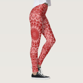 Rood en Wit Siermandala Patroon Leggings
