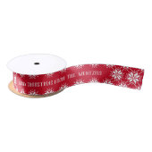 Rood en Wit Sneeuwvlok Custom Vrolijk Kerstfeest Lint (Spoel)