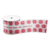 Rood en Wit Sneeuwvlok Custom Vrolijk Kerstfeest Lint (Spoel)