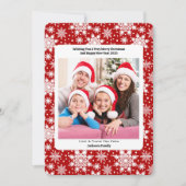 Rood en Wit Sneeuwvlok Vrolijk Kerstmis Custom Bedankkaart (Voorkant)