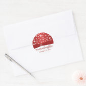 Rood en Wit Sneeuwvlokken Bruiloft Sticker (Envelop)