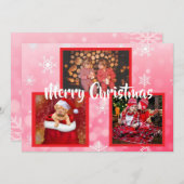Rood en Wit Sneeuwvlokken Familie Foto's Kerstmis Kaart (Voorkant / Achterkant)