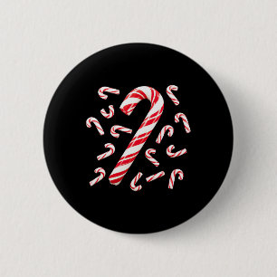 Rood en wit snoep Cane Santa Christmas Ronde Button 5,7 Cm