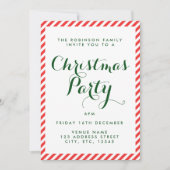 Rood en Wit snoep streep kerst uitnodiging (Voorkant)