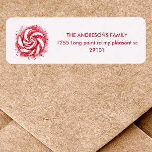 Rood en wit Snoep winterverjaardag Etiket