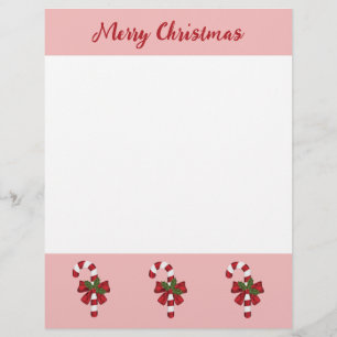Rood en wit snoepje met vrolijke kersttekst briefhoofd