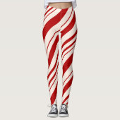 Rood en wit snoepriet gestript leggings (Voorkant)