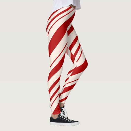 Rood en wit snoepriet gestript leggings (Rechts)