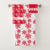 Rood en wit Snoflake Pattern Merry kerst Bad Handdoek (Insitu)