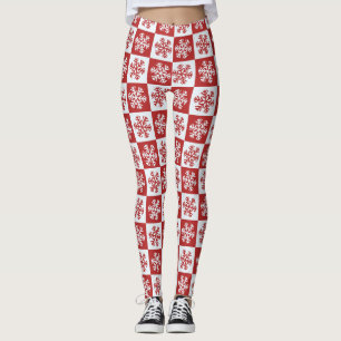 Rood en wit Snowflake Girl's Leggings
