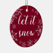 Rood en wit Snowflake Kerstmis Keramisch Ornament (Rechts)