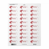Rood en wit Snowflake kerstpaard Etiket (Full Sheet)