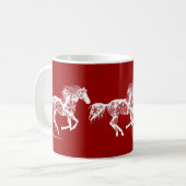 Rood en wit Snowflake kerstpaard Koffiemok (Voorkant links)