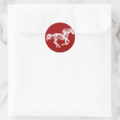 Rood en wit Snowflake kerstpaard Ronde Sticker (Tas)