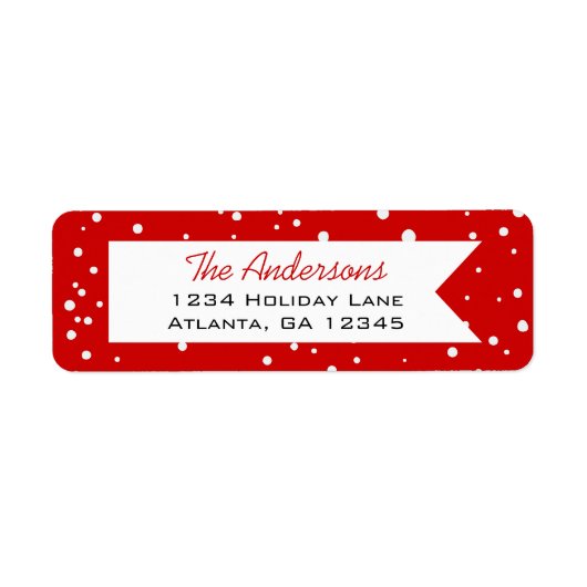 Rood en wit Snowflake Merry Little Kerstmis Etiket (Voorkant)