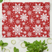 Rood en wit Snowflake naadloos patroon Theedoek (Gevouwen)