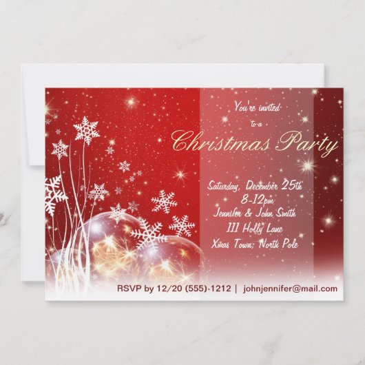 Rood en wit Snowflake Ornament kerstfeest Kaart (Voorkant)