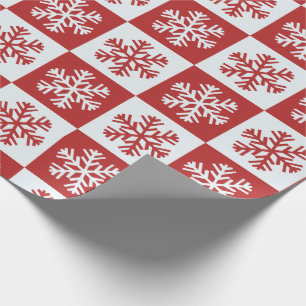 Rood en wit Snowflake Patroon Cadeaupapier