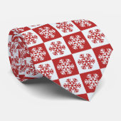 Rood en wit Snowflake Patroon Stropdas (Opgerold)