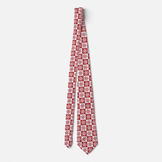Rood en wit Snowflake Patroon Stropdas (Achterkant)