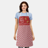 Rood en wit Snowflake Schort (Gedragen)