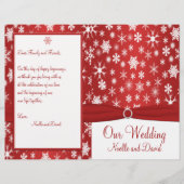 Rood en wit Snowflakes Wedding Programma (Voorkant)
